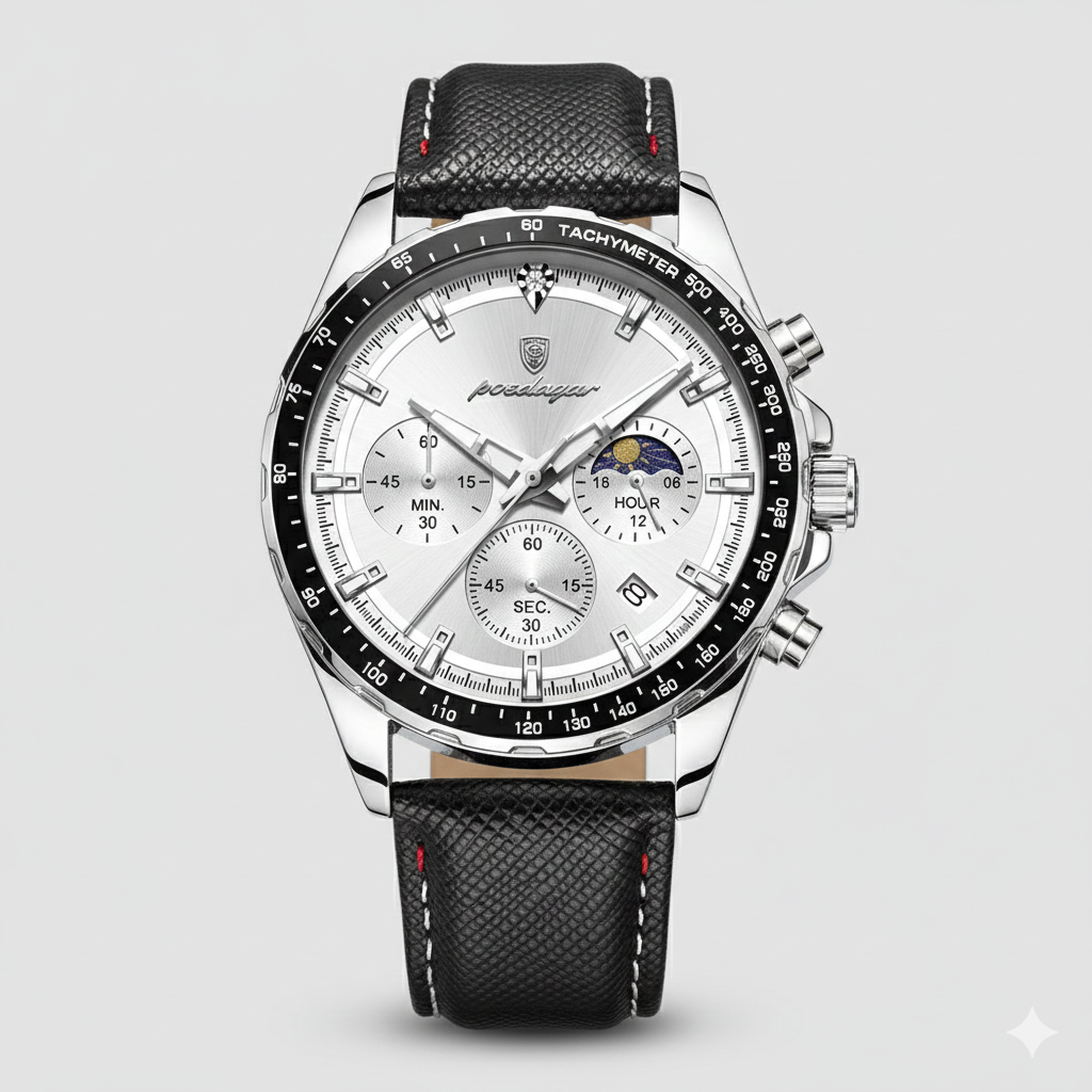 POEDAGAR Original Fashion Men Clock Luminous Waterproof Chronograph Date Man Wristwatch Leather Quartz Sport Men's Watches Reloj. Boredmind.shop