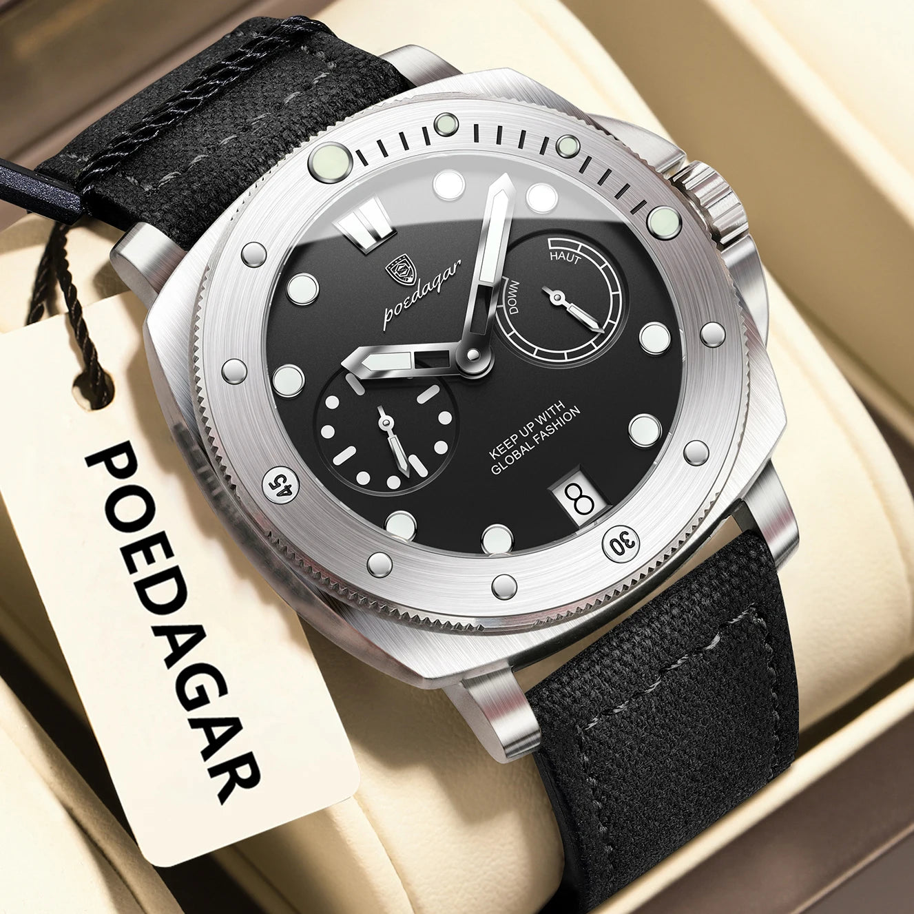 POEDAGAR Military Watch: Waterproof with Luminous Date