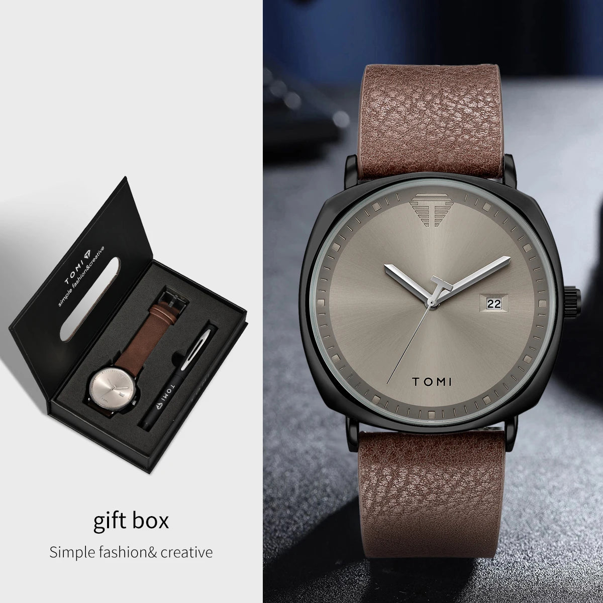 TOMI Men's 2-Piece Business Watch & Pen Gift Set