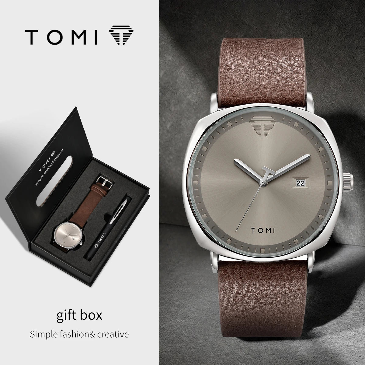 TOMI Men's 2-Piece Business Watch & Pen Gift Set