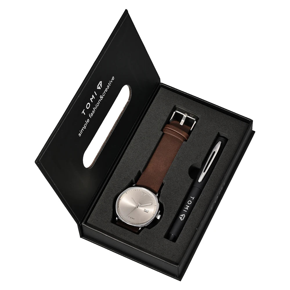 TOMI Men's 2-Piece Business Watch & Pen Gift Set