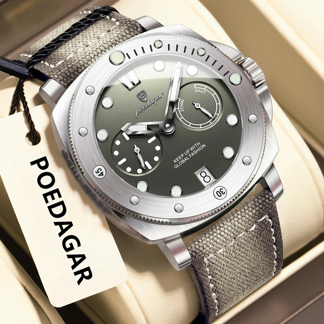 POEDAGAR Military Watch: Waterproof with Luminous Date