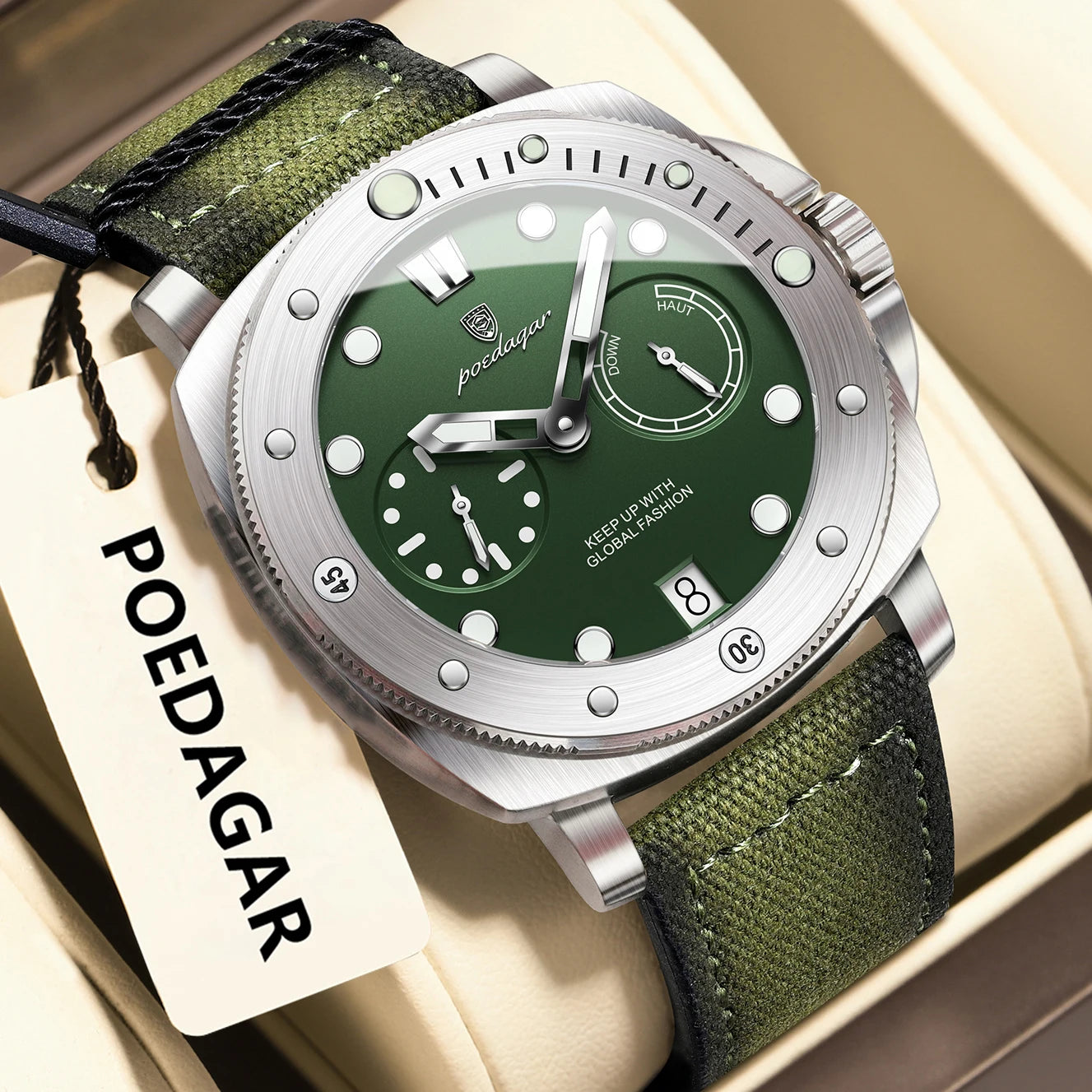 POEDAGAR Military Watch: Waterproof with Luminous Date