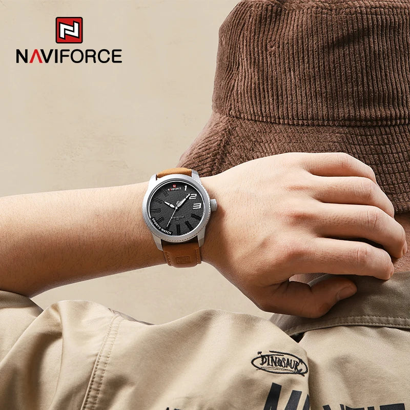NAVIFORCE Men’s Luxury Sport Leather Watch