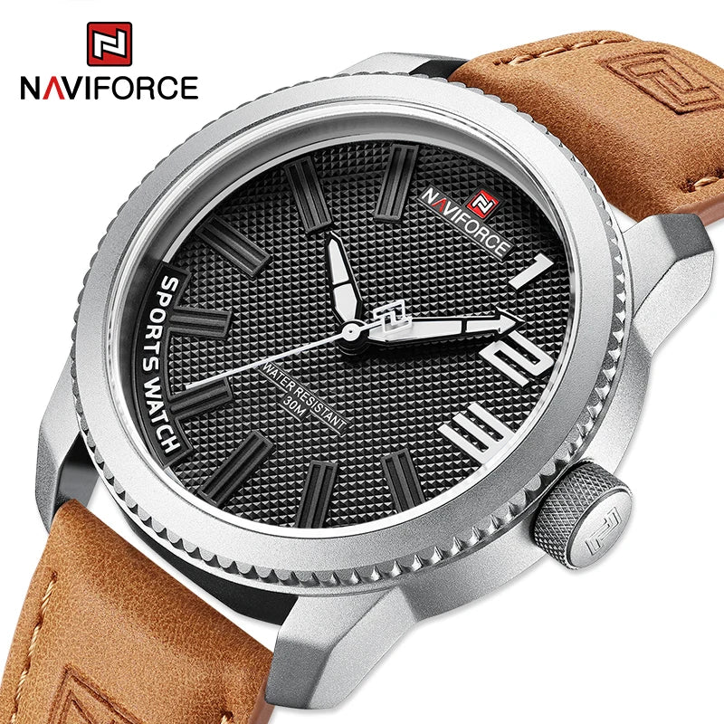 NAVIFORCE Men’s Luxury Sport Leather Watch
