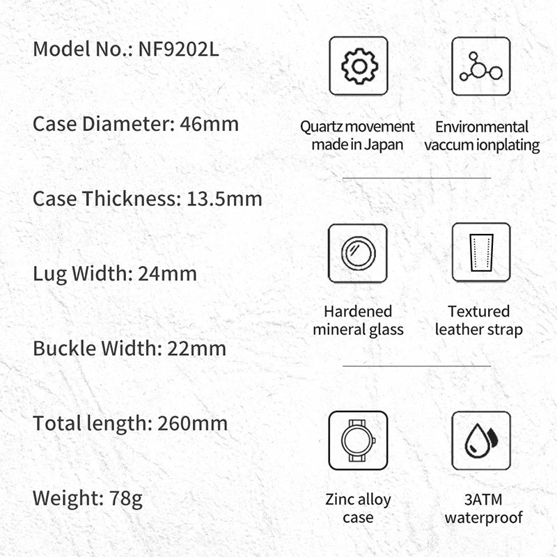 NAVIFORCE Men’s Luxury Sport Leather Watch