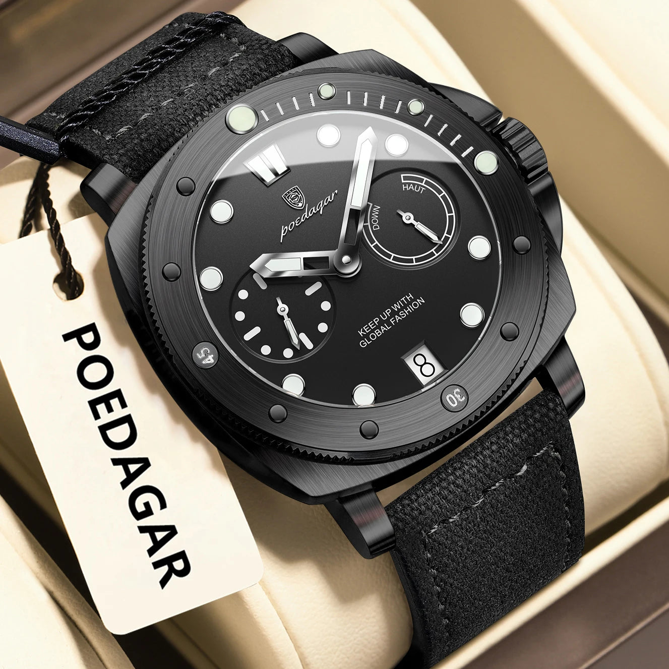 POEDAGAR Military Watch: Waterproof with Luminous Date