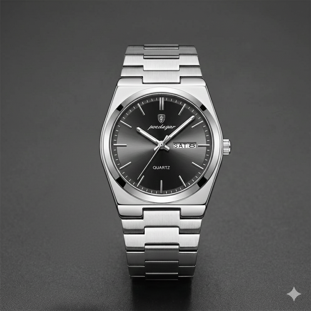 POEDAGAR Stainless Steel Men's Watch
