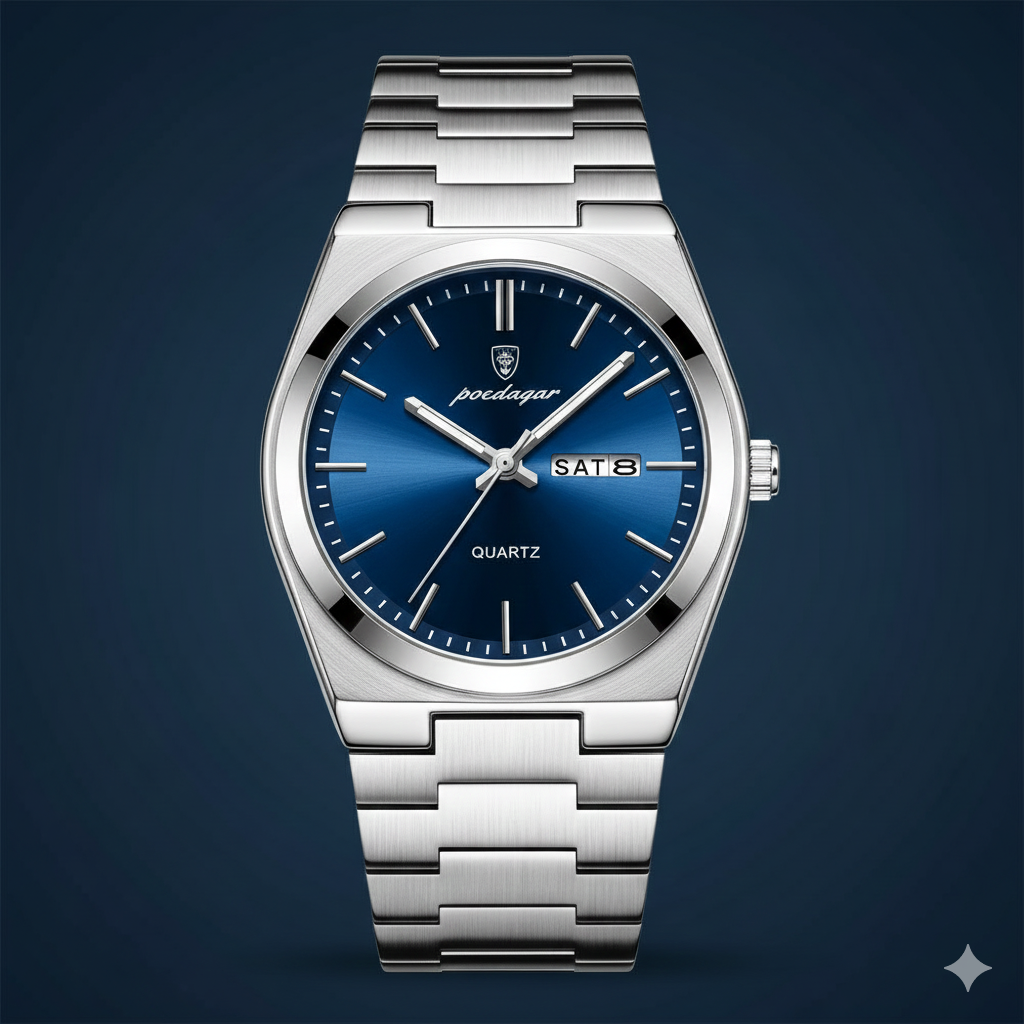 POEDAGAR Stainless Steel Men's Watch